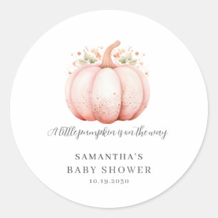 Pegatina Redonda Dulce Niña Calabacita Rosa Baby Shower