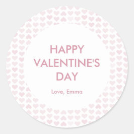 Pegatina Redonda Dulce Patrón de Corazón Feliz Día de San Valentín