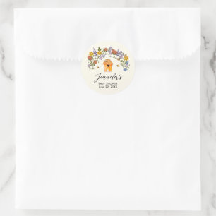 Pegatina Redonda Dulce Pequeña Miel Vintage Floral Shower de Bebé