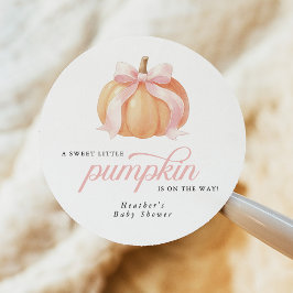 Pegatina Redonda Dulce pequeño bebé calabaza Baby Shower