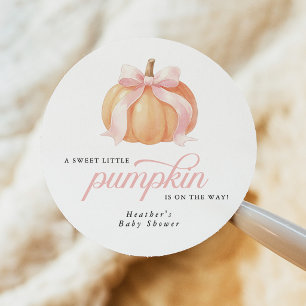 Pegatina Redonda Dulce pequeño bebé calabaza Baby Shower