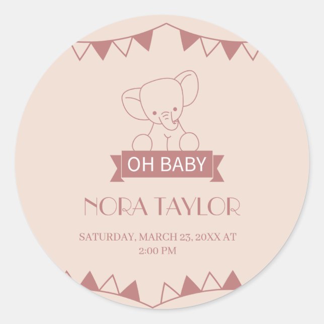 Pegatina Redonda Dulce Pequeño en camino (Anverso)