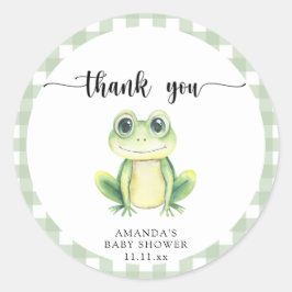Pegatina Redonda Dulce rana de dibujos animados baby shower gracias