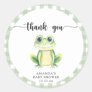 Pegatina Redonda Dulce rana de dibujos animados baby shower gracias