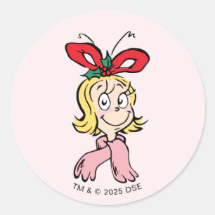 Pegatina Redonda Dulce retrato de Cindy Lou Who
