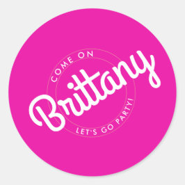 Pegatina Redonda Dulce rosado caliente Dolly Vamos Fiesta!