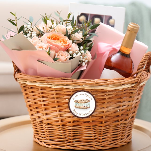 Pegatina Redonda Dulce Sandwich de Helado Feliz 1er Aniversario  (Subido por el creador)