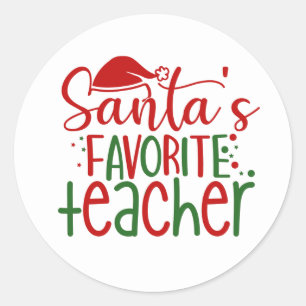 Pegatina Redonda Dulce Santa Favorito del Profesor Rojo Verde Blanc
