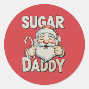 Pegatina Redonda Dulce Santa Papá de Navidad Caña de Caramelo Diver