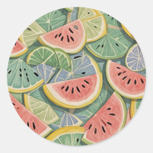 Pegatina Redonda Dulce Soldado: Pastel Abstract Watermelon