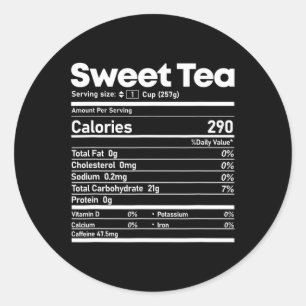 Pegatina Redonda Dulce Tea Nutrition Hechos Diversión Día de Acción