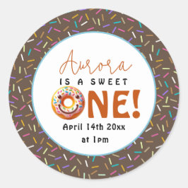 Pegatina Redonda Dulce Una acuarela lindo donuts 1º cumpleaños