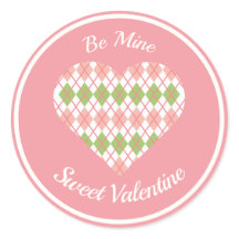 Dulce Valentine Argyle el corazón rosa y verde