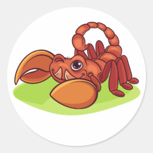 Pegatina Redonda Dulce Vector de Escorpión de Dibujos Animados Nara