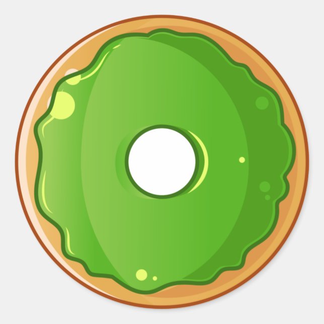 Pegatina Redonda Dulce verde Donut (Anverso)