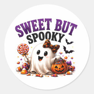 Pegatina Redonda 👻 Dulce y espeluznante dicho de Halloween con dul