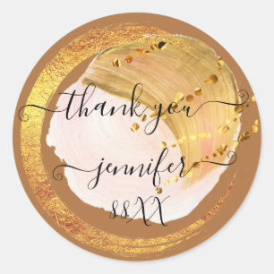 Pegatina Redonda Dulces 16 agradecimientos fecha nupcial naranja do