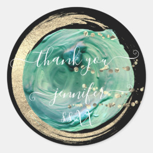 Pegatina Redonda Dulces 16 agradecimientos oro salvar fecha tropica