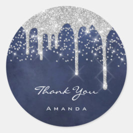 Pegatina Redonda Dulces 16 Cumpleaños Nupcial Boda Azul Marino Favo