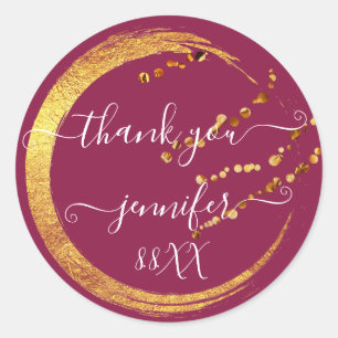 Pegatina Redonda Dulces 16 Gracias Oro Salva La Fecha Rosa