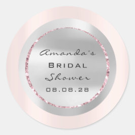 Pegatina Redonda Dulces 16 Rosas Brillantes Gris Despedida de Solte