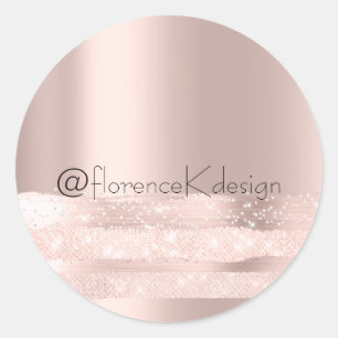 Pegatina Redonda Dulces 16 Spark Rose  Initiales Belleza Novia INST