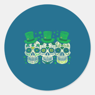 Pegatina Redonda Dulces Calaveras Mexicanas Irlandesas Duendes Cool