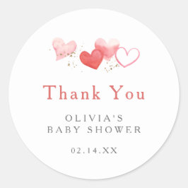 Pegatina Redonda Dulces corazones de San Valentín Baby Shower Graci