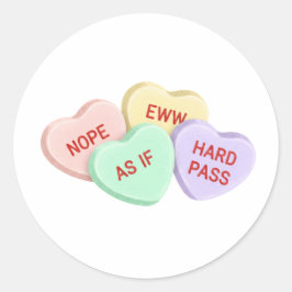 Pegatina Redonda Dulces de Conversación Divertidos Anti-San Valentí