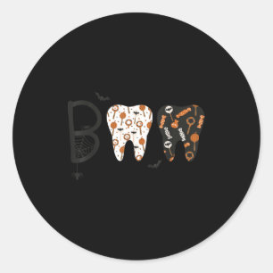 Pegatina Redonda Dulces de Halloween Boo Divertidos Dentista Diente