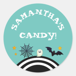 Pegatina Redonda Dulces de Halloween personalizados para niños en a