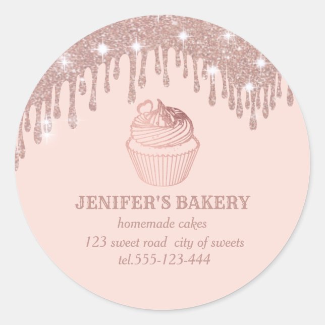 Pegatina Redonda Dulces de oro de Rosa Pasteles y dulces caseros (Anverso)