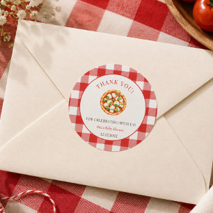 Pegatina Redonda Dulces de Pizza para Baby Shower Italiano