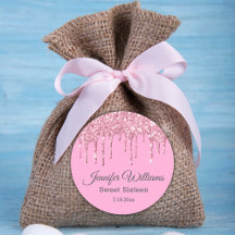 dulces dieciséis chispas rosas que gotean purpurin