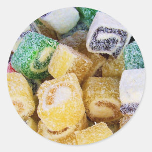 Pegatina Redonda Dulces dulces dulces postres Paz Fiesta Destiny