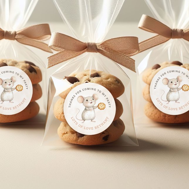 Pegatina Redonda Dulces fiestas de cumpleaños de ratón y galletas g (Subido por el creador)