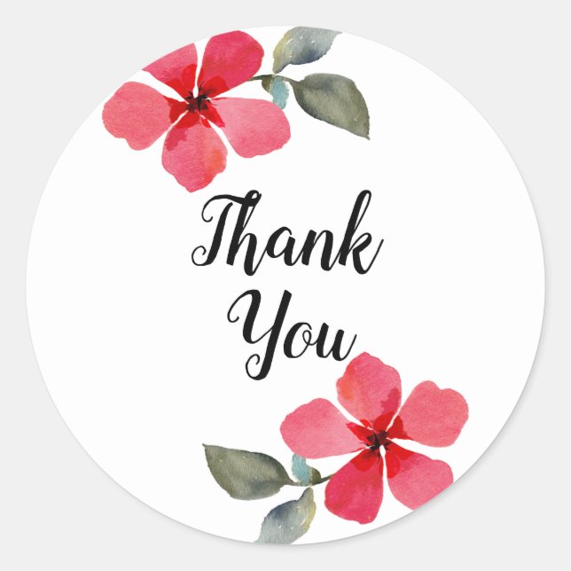 Pegatina Redonda Dulces flores rojas de amapola de primavera Favor  (Anverso)