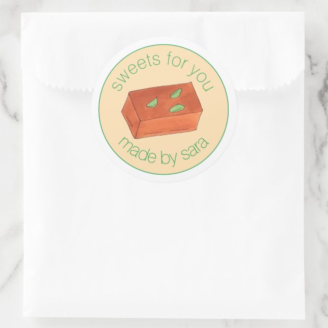 Pegatina Redonda Dulces indios Mysore Pak Mithai caseros (Bolso)