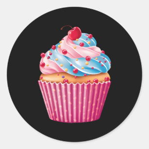 Pegatina Redonda Dulces K Cupcake Sprinkles Patrón de postres Comid