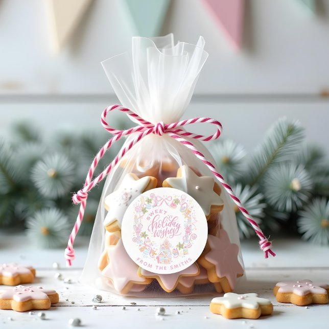 Pegatina Redonda Dulces Pasteles | Dulces Deseos Navideños (Subido por el creador)