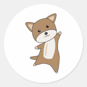 Pegatina Redonda Dulces perros de cachorros de perros divertidos