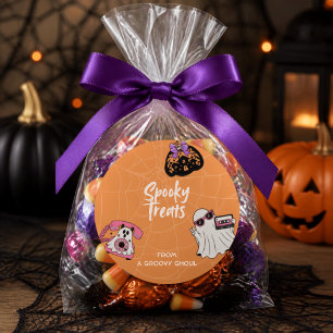 Pegatina Redonda Dulces Retro Espeluznantes de Halloween
