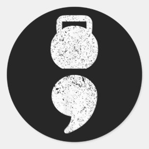 Pegatina Redonda Dumbell, punto y coma - Persona de la Concienciaci