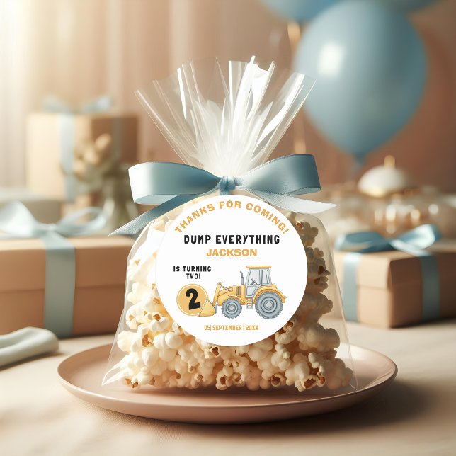 Pegatina Redonda "DUMP EVERYTHING! Construction Birthday 2 (Subido por el creador)