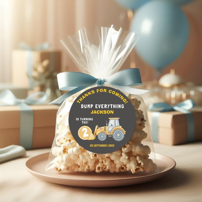Pegatina Redonda "DUMP EVERYTHING! Construction Birthday 2 (Subido por el creador)