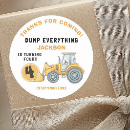 Pegatina Redonda "DUMP EVERYTHING! Construction Birthday 4