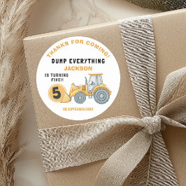 Pegatina Redonda "DUMP EVERYTHING! Construction Birthday 5