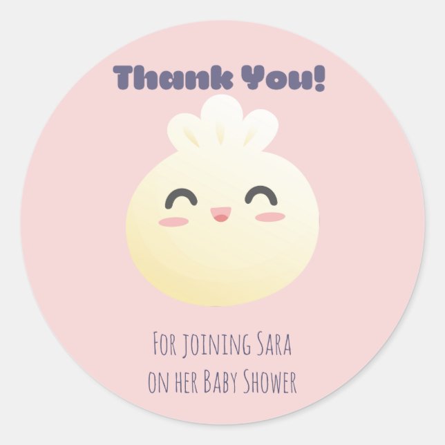 Pegatina Redonda Dumpling Baby Shower Gracias (Anverso)