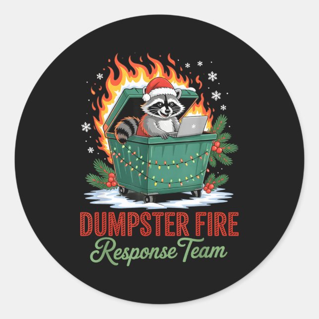 Pegatina Redonda Dumpster Fire Resnse Team Leader Christmas  (Anverso)