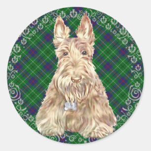 Pegatina Redonda Duncan Tartan Scottie